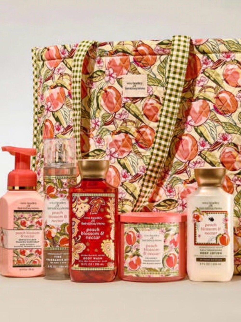 Bath & Body Works/Vera Bradley Peach Blossom & Nectar 6PC With Exclusive Tote